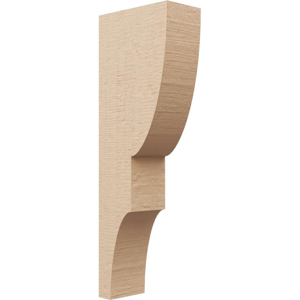 Ekena Millwork 4 in. x 24 in. x 8 in. Series 2 Thin Ridgewood Rough Cedar Woodgrain Timberthane Polyurethane Corbel, Primed Tan