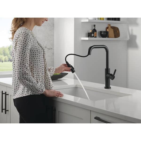 Nicoli Matte Black 15.75 in. H Pull Down Sprayer Kitchen Faucet with 360° Spout Swivel