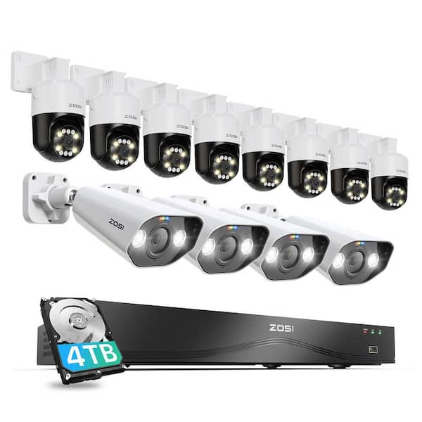 4K UHD 16-Channel(32CH Expandable) 4TB NVR Home Security System with 12 8MP Wired Outdoor Cameras, Dual-Disk Backup