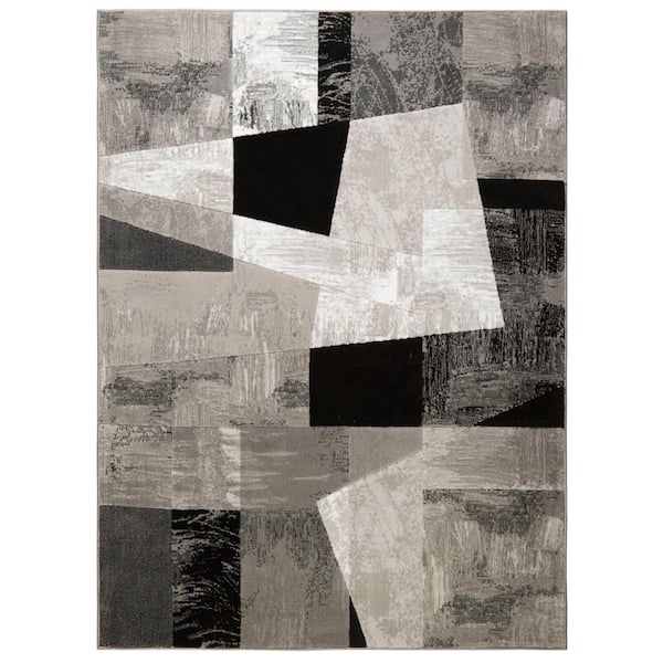 Home Dynamix Catalina Grey/Black 5 ft. x 7 ft. Geometric Area Rug