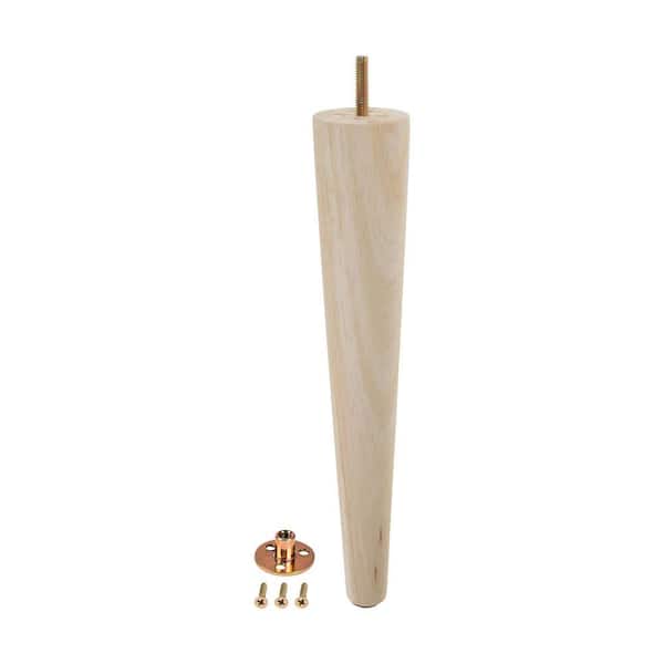 American Pro Decor 12 in. x 2-1/8 in. Mid-Century Unfinished Hardwood Round Taper Leg