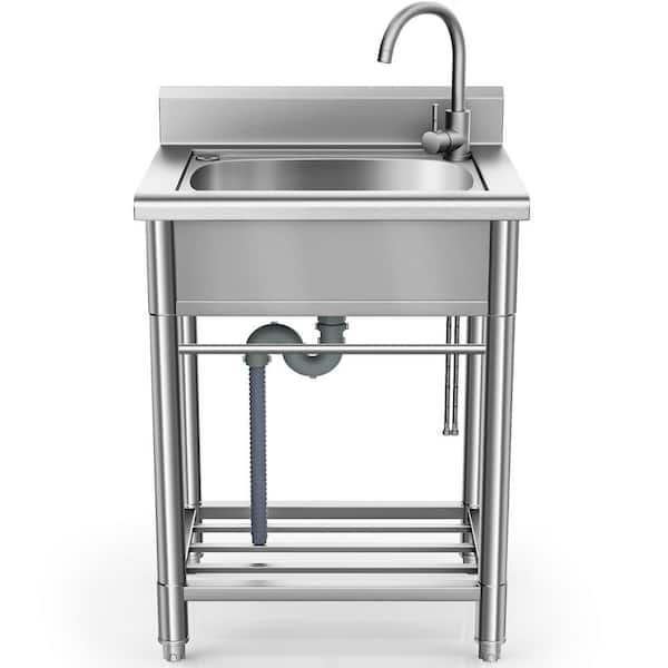 UKISHIRO 19.6 in. D x 21.6 in. W 7.6 gal Stainless Steel Laundry Utility Sink with Faucet