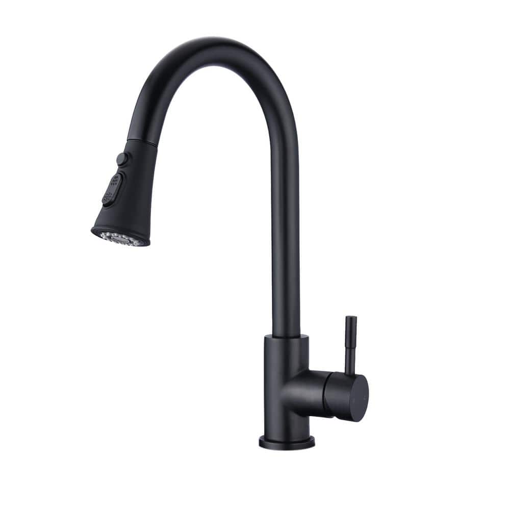 Matte Black Stainless Steel Pull Down Kitchen Faucet