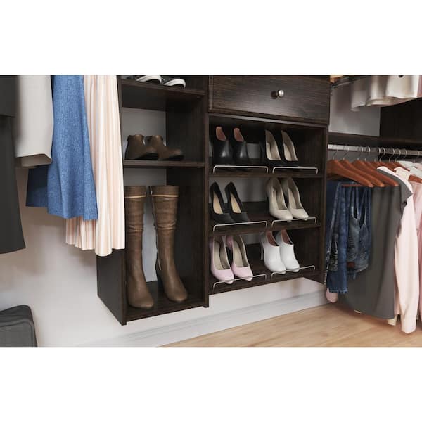 Closet Evolution 84 in. W - 108 in. W Espresso Wood Closet System