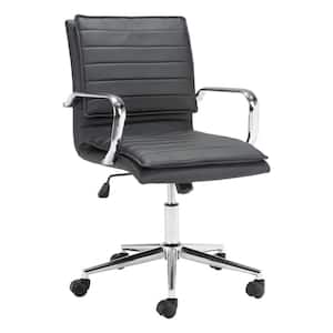 Partner Black Polyurethane Seat Office Chair with Non-Adjustable Arms