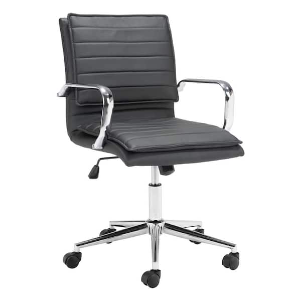 ZUO Partner Black Polyurethane Seat Office Chair with Non-Adjustable Arms