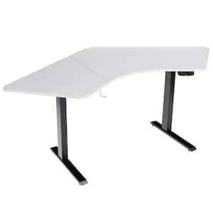 Dual-Motor 72 in. L Shaped Black and White Standing Desk Ergonomic Sit Stand Computer Workstation
