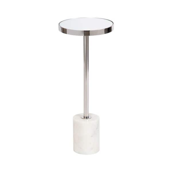 Hescott 10 in. Silver Round Mirror End Table