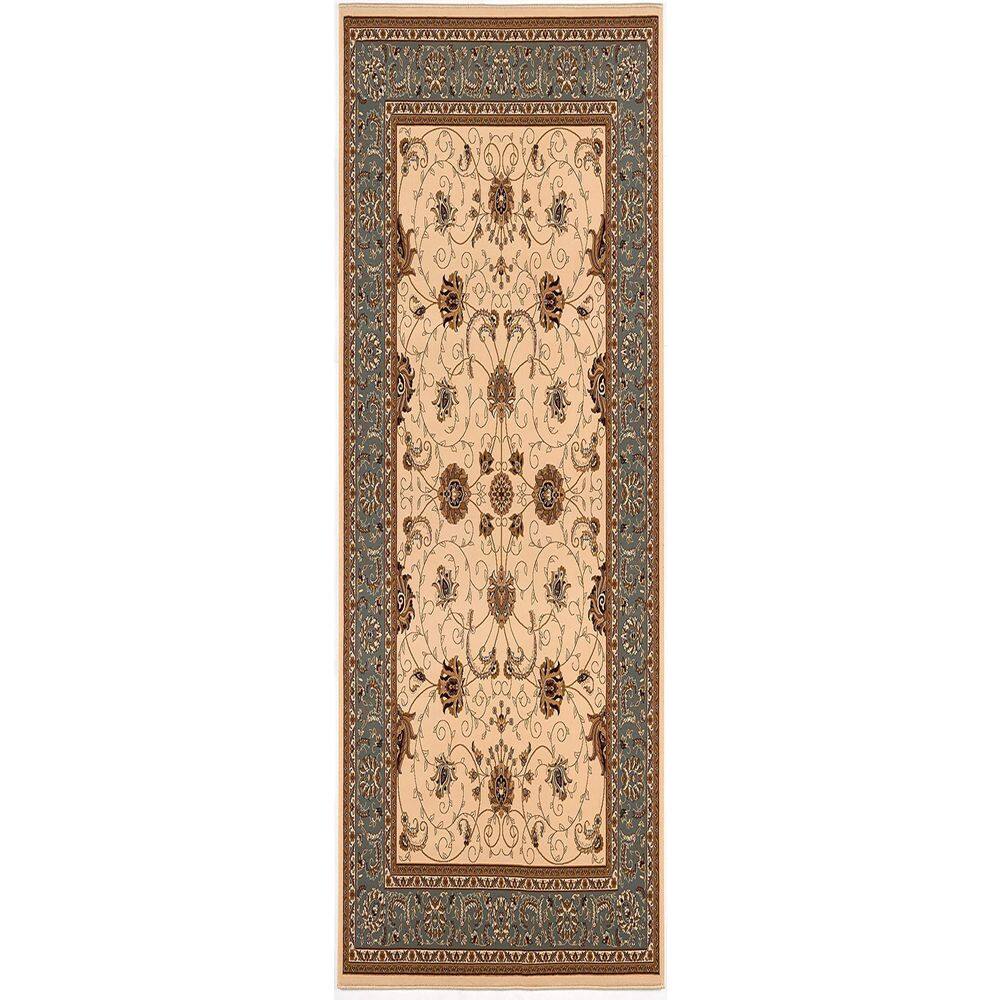 Majestic Cream Blue 2 ft. 8 in. x 15 ft. Traditional Runner Area Rug Transitional price history on PriceWatchPro