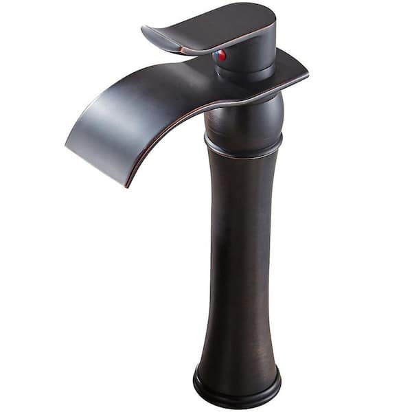 HOMEMYSTIQUE Waterfall Single Hole Single-Handle Vessel Bathroom Faucet With Pop-Up Drain Assembly in Oil Rubbed Bronze