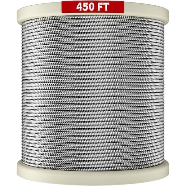 5400 in. W x 1 in. H Black Stainless Steel Cable, 450 ft. T316 Deck Railing, 7 x 7 Strands