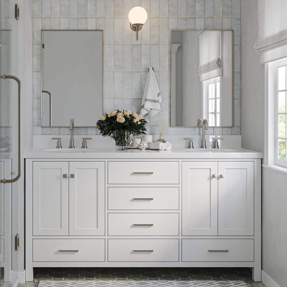 ARIEL Cambridge 67 in. W x 22 in. D x 36 in. H Double Bath Vanity in ...