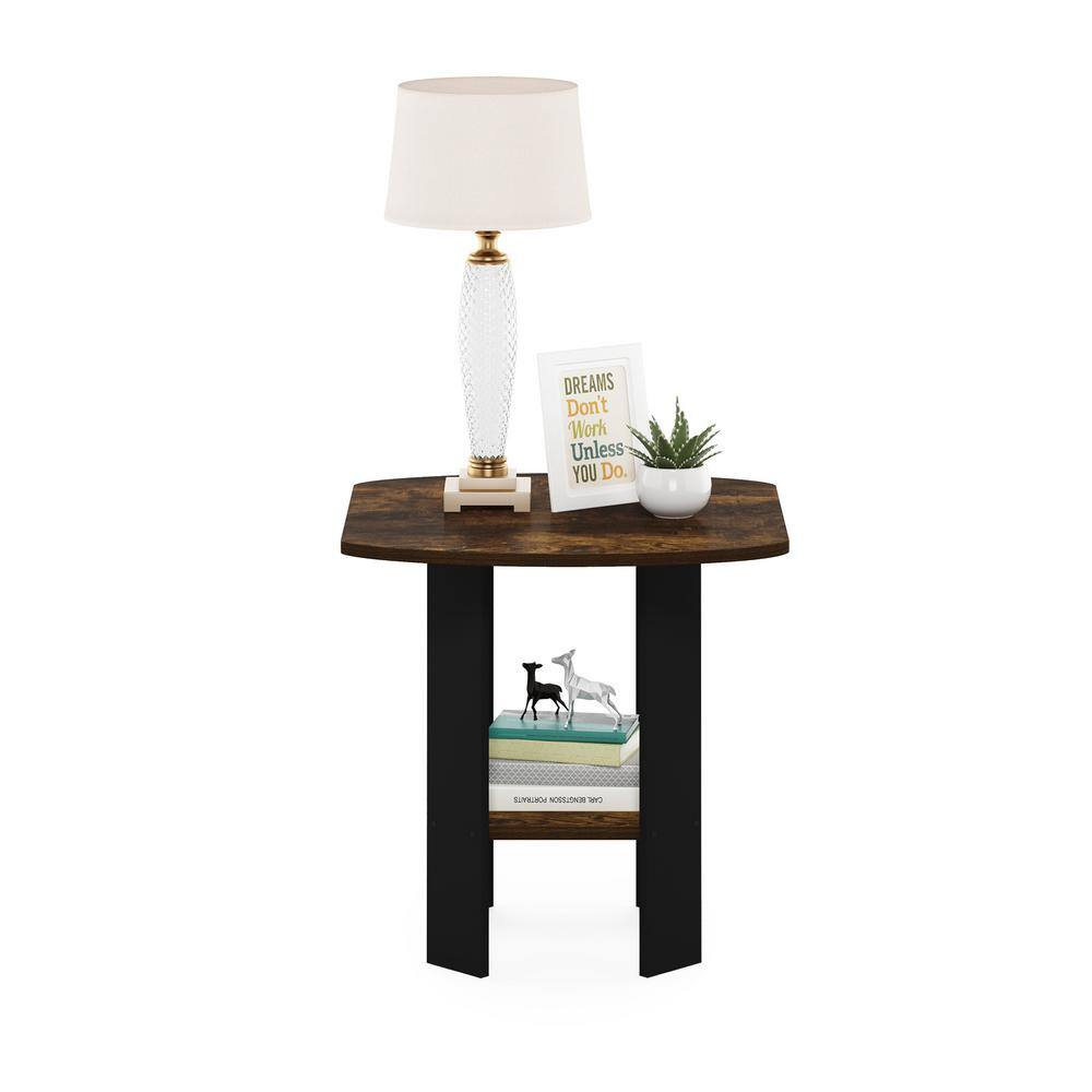 Amber Pine & Black Compact Rustic End Table with Storage