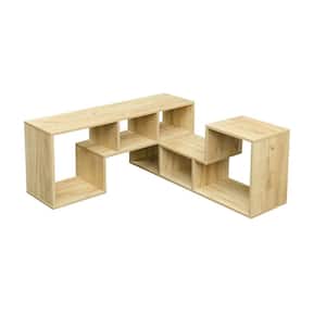 Simplistic 41.34 in. Oak Double L-Shaped TV Stand Fits TV's Up To 55 in. With Display Shelf