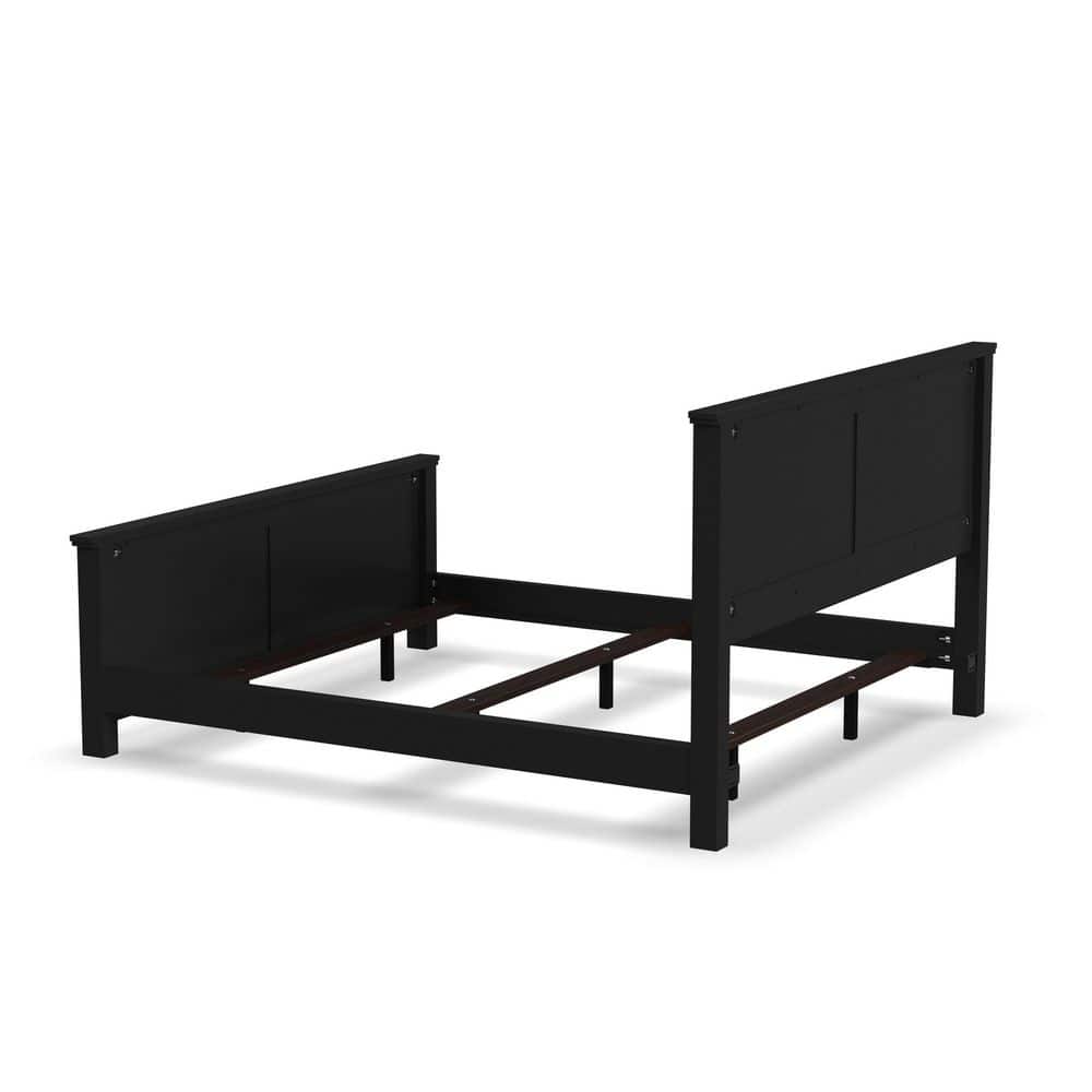 Oak Park Classic Black King Bed with Mahogany Wood Frame