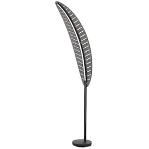 Palma 70 in. Grey Modern 1-Light Dimmable Standard Floor Lamp for Living Room with Felt Leaf Shade