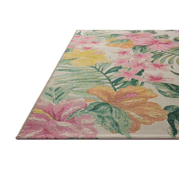 Botanical Ivory / Sunrise 2 ft. 5 in. x 7 ft. 8 in. Indoor/Outdoor Runner Rug