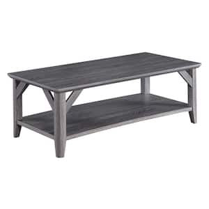 Winston 47.25 in. Weathered Gray Rectangle Melamine Coffee Table with Shelf