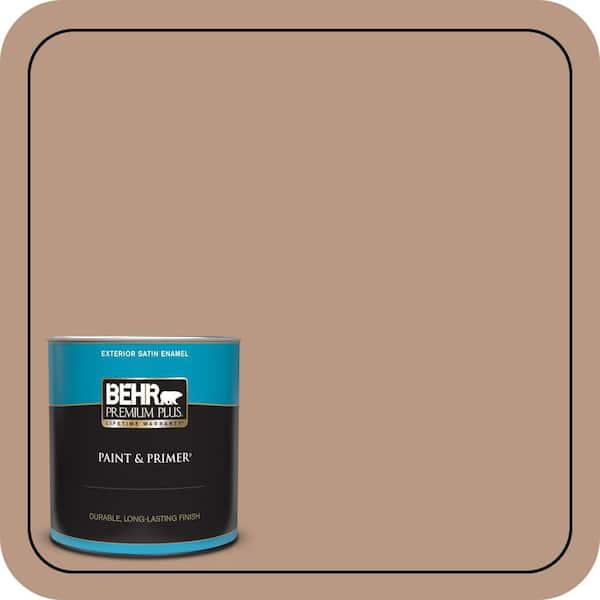 BEHR PREMIUM PLUS 1 qt. #250F-4 Stone Brown Satin Enamel Exterior Paint & Primer