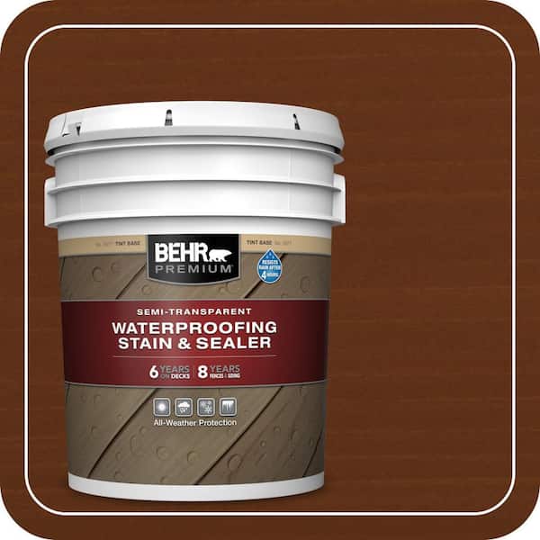 5 gal. #ST-118 Terra Cotta Semi-Transparent Waterproofing Exterior Wood Stain and Sealer
