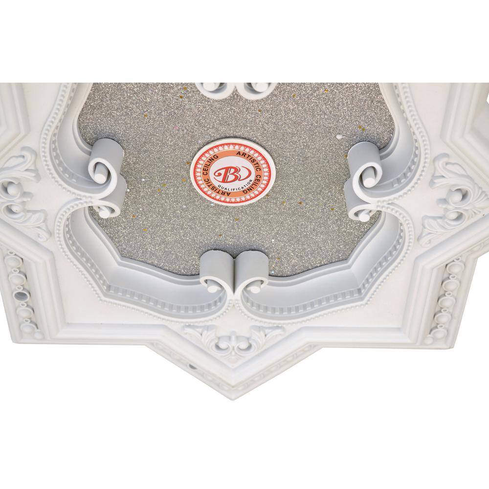 White and Silver Eight Pointed Star Ceiling Medallion 24in