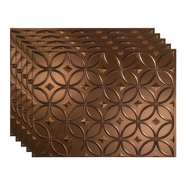 Fasade 18.25 in. x 24.25 in. Rings Vinyl Backsplash Panel in Oil Rubbed Bronze (5-Pack)