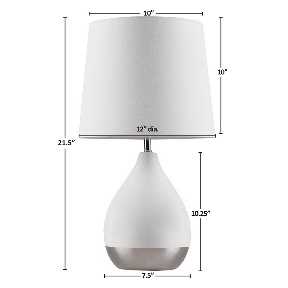 Liora 19" White and Silver Ceramic Table Lamp Set