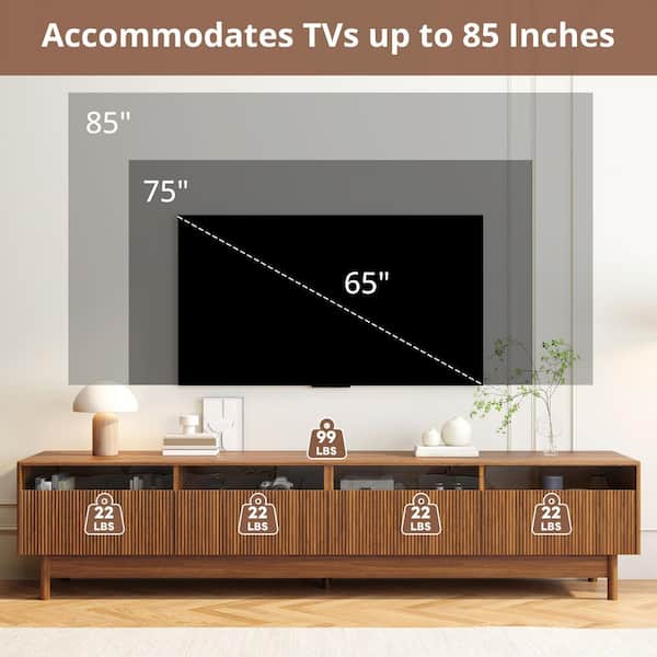 Harper & Bright Designs Modern Walnut TV Stand Entertainment