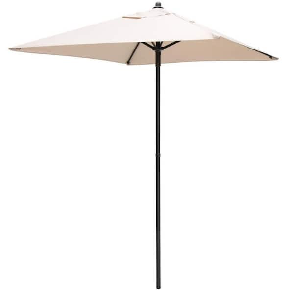 Clihome 5 ft. Square Outdoor Patio Umbrella in Beige with Quick Release Button and UV-Resistant Polyester Canopy