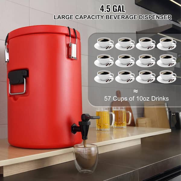 4.5 gal. Insulated Beverage Dispenser, Thermal Hot and Cold Drink Server with Spigot, Food-Grade Stainless Steel for Tea