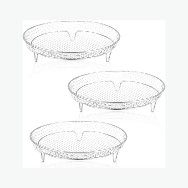 Stainless Steel Silver Round Air Fryer Rack Food-Grade Material for Kitchen Baking Grill Cooking 3-Pack