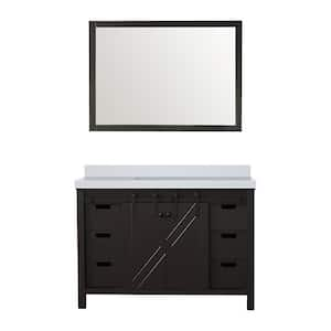 Marsyas 48 in W x 22 in D Brown Bath Vanity, White Quartz Countertop and 44 in Mirror