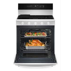 30 in. 5-Burners Freestanding Gas Range in White with Air Cooking Technology
