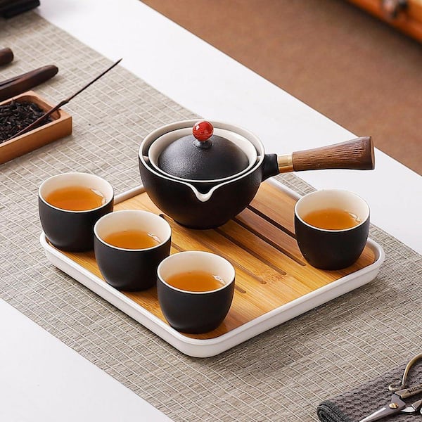 手作リティーポット JFVKAF Portable Chinese Gongfu Tea Set with 360° Rotating Teapot