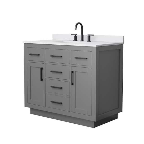 Beckett TK 42 in. Single Freestanding Dark Gray Bath Vanity with White Cultured Marble Top