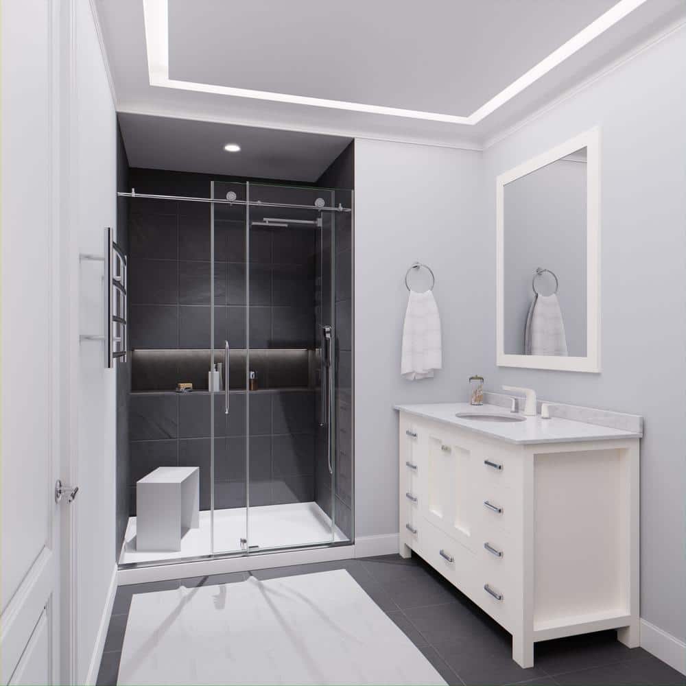 Madam Series 48" x 76" Polished Chrome Frameless Sliding Shower Door