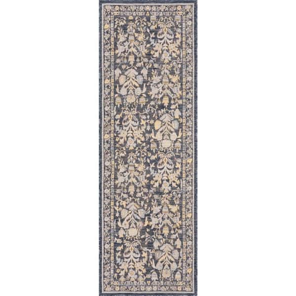 Norisse Traditional Navy 3 ft. x 8 ft. Outdoor Runner Rug