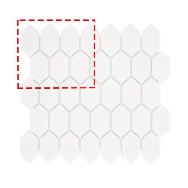 Picket White 6 in. x 6 in. Long Hexagon Recycled Glass Marble Looks Floor and Wall Mosaic Tile (0.25 sq. ft. /Case)