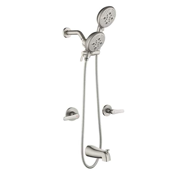 FLG Double Handle 5-Spray Tub and Shower Faucet 1.8 GPM Dual Head Wall ...