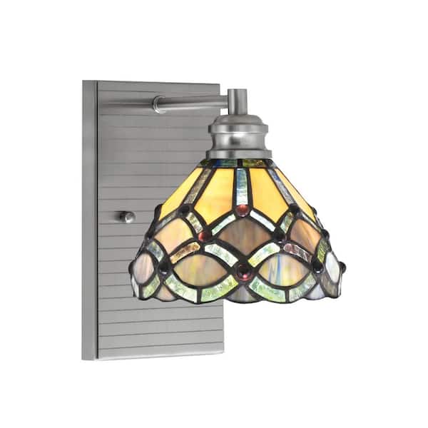 Unbranded Albany 1-Light Brushed Nickel 7 in. Wall Sconce with Grand Merlot Art Glass Shade