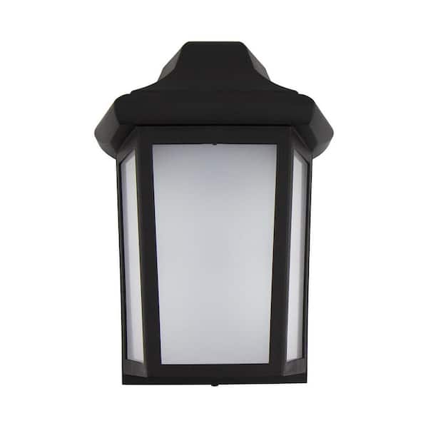 Sedona Narrow 12.75 in. Black Composite Outdoor Hardwired Coach Sconce with Frosted Diffuser and 3000K LED Bulb