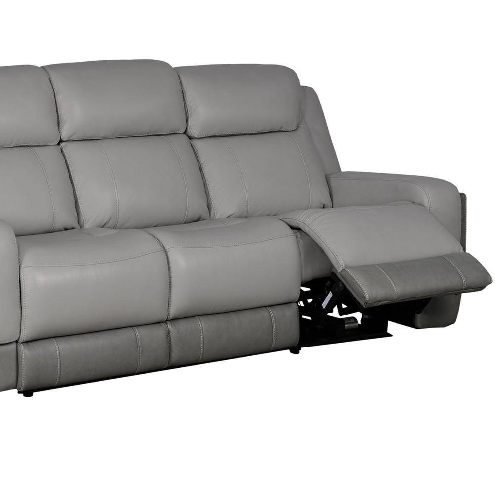 Rosalyn 87" Gray Faux Leather Reclining Sofa with Cup Holders
