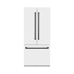 Autograph Edition 36 in. 3-Door French Door Refrigerator with Matte Black Handles and White Matte Panels