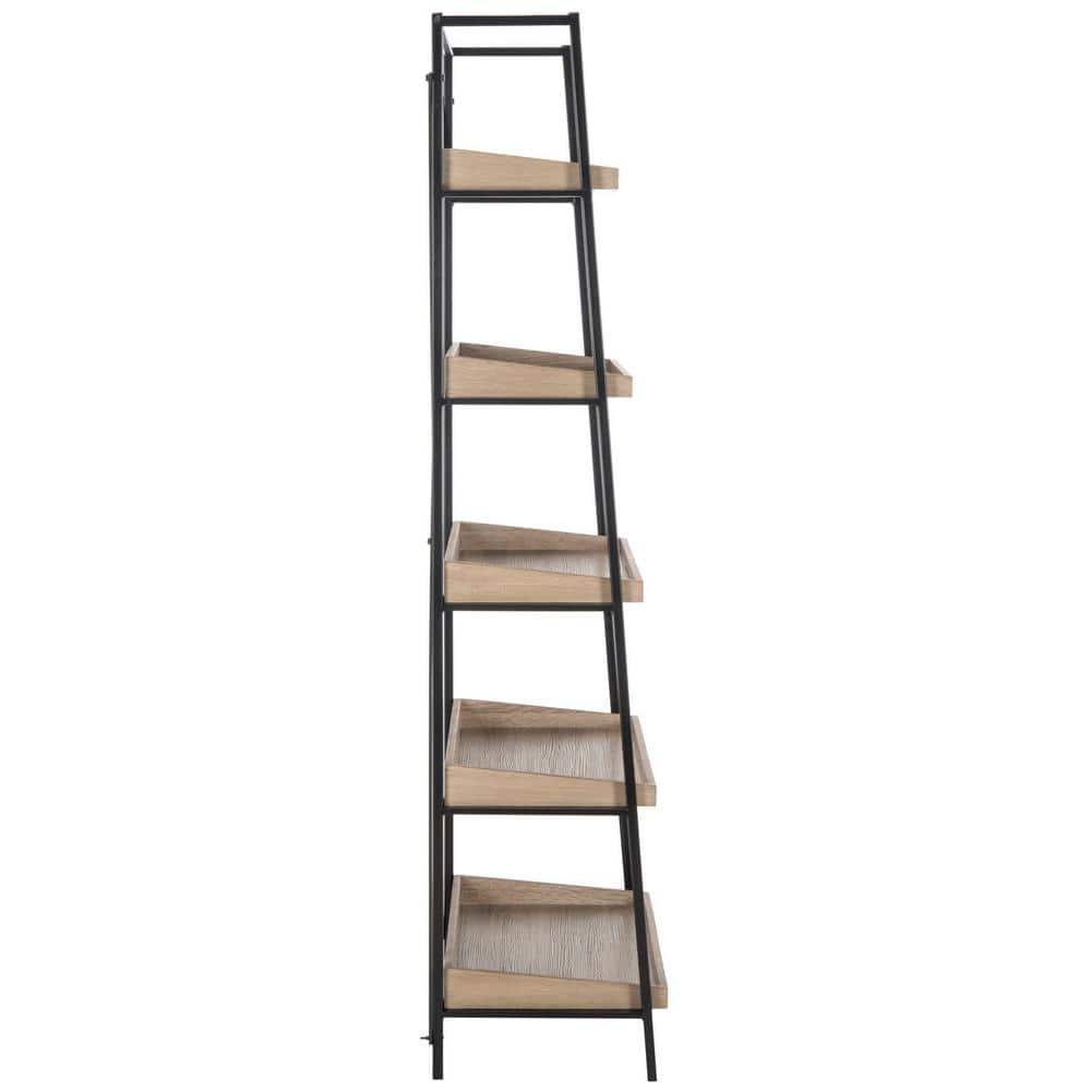 Joel 63'' Black Iron and Oak Finish 5-Tier Etagere