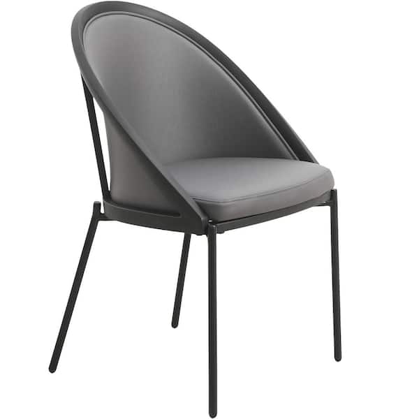 Leisuremod Urbane Modern Dining Chair, Contemporary Upholstered Kitchen Room Accent Side Chair with Metal Legs (Charcoal)
