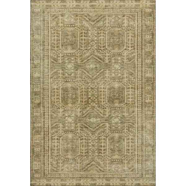 Mayfield Premium Machine Washable Abstract AMF1920 Khaki 9 ft. x 12 ft. Area Rug