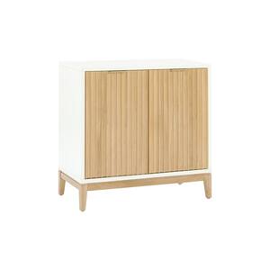 Jasper Warm White Pine Finish MDF 31 in. Sideboard Accent Storage Cabinet with Fluted Doors and Adjustable Shelves