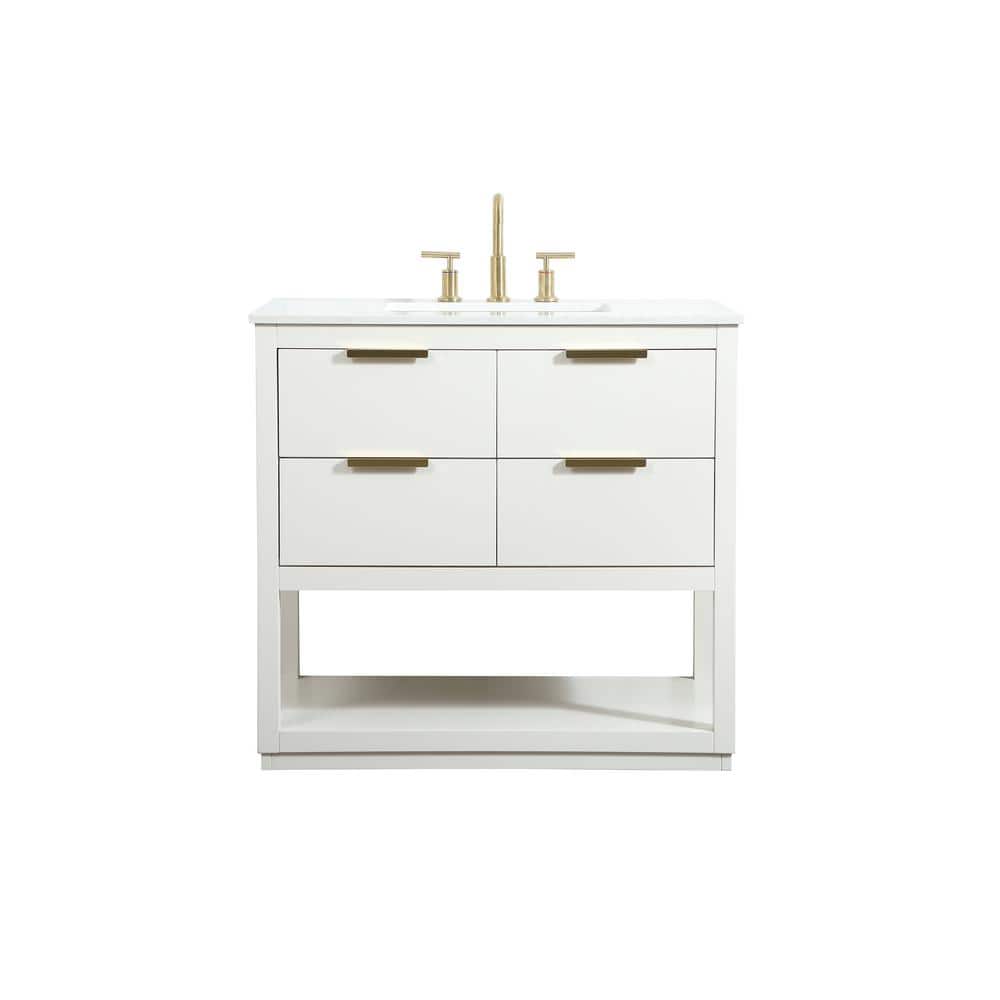 Simply Living 36 in. W x 22 in. D x 34 in. H Bath Vanity in White with Cala
