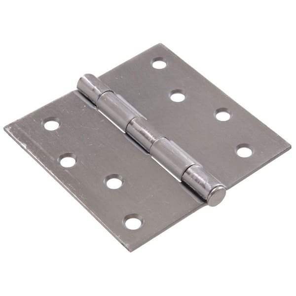 4 in. Satin Chrome Residential Door Hinge with Square Corner Removable Pin Full Mortise (9-Pack)