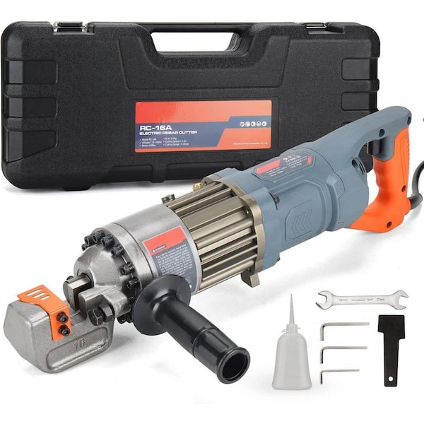 Electric Hydraulic Rebar Cutter 5/8 Cutting Speed 1-1.5s Portable Rebar Cutter 4-16mm 1000-Wattss Grey plus Orange
